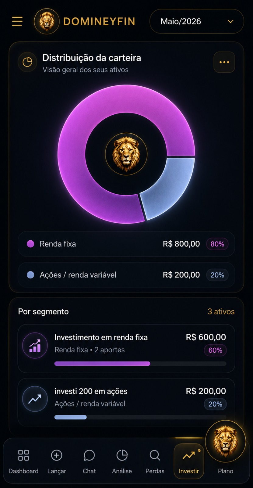 Sua carteira de investimentos