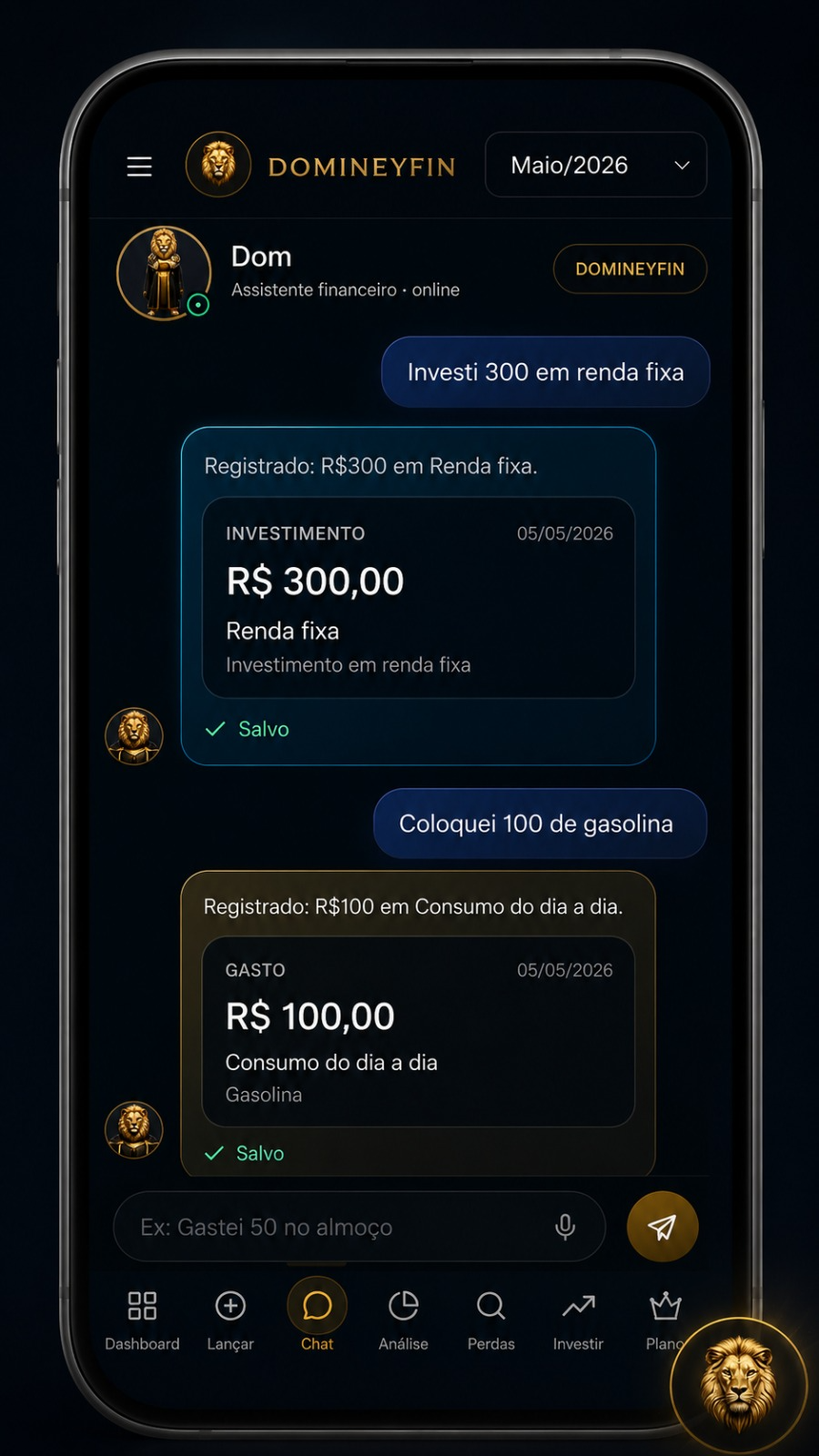 Conversa com o Dom AI no DomineyFin